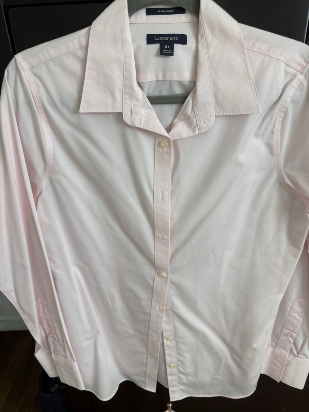 Lands' End Women's Light Pink Button-Down Shirt